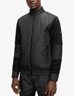 Boss Moto Panelled Cotton And Shell Bomber Jacket 8 Boss Moto Panelled Cotton And Shell Bomber Jacket -Selfidges Launches R04053333 BLACK ALT02