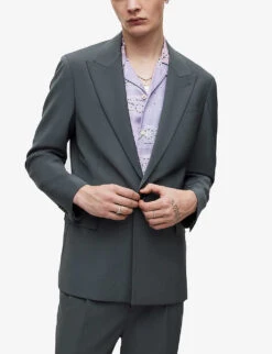 AllSaints Berto Peak-lapel Single-breasted Wool Blazer 9 AllSaints Berto Peak-lapel Single-breasted Wool Blazer -Selfidges Launches R04053524 SMOKEBLUE ALT02