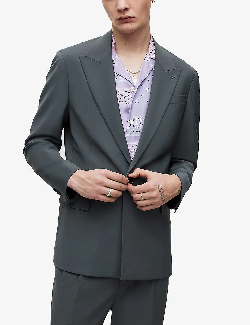 AllSaints Berto Peak-lapel Single-breasted Wool Blazer 5 AllSaints Berto Peak-lapel Single-breasted Wool Blazer - Image 3