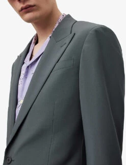 AllSaints Berto Peak-lapel Single-breasted Wool Blazer 11 AllSaints Berto Peak-lapel Single-breasted Wool Blazer -Selfidges Launches R04053524 SMOKEBLUE ALT04