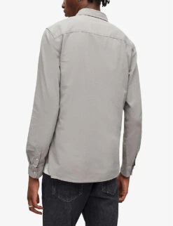 AllSaints Lovell Ramskull-embroidered Slim-fit Cotton Shirt -Selfidges Launches R04057038 SOFTGREEN ALT03