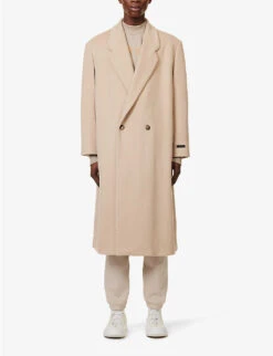 Fear Of God Eternal Brand-patch Double-breasted Relaxed-fit Wool Coat -Selfidges Launches R04059467 BEIGE ALT02