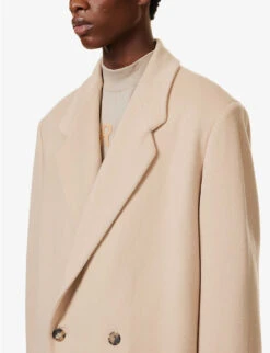 Fear Of God Eternal Brand-patch Double-breasted Relaxed-fit Wool Coat -Selfidges Launches R04059467 BEIGE ALT04