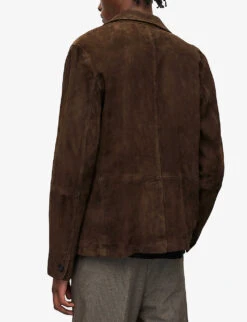 AllSaints Hoku Regular Fit Notch-lapel Suede Blazer -Selfidges Launches R04063293 CHOCOLATEBROW ALT03