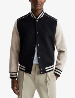 Reiss Kansas Varsity Wool-blend Bomber Jacket -Selfidges Launches R04068025 NAVYSTONE ALT02