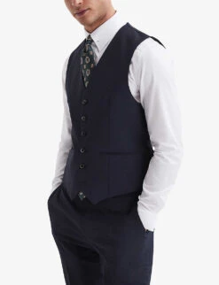 Reiss Hope Regular-fit Stretch-woven Waistcoat 10 Reiss Hope Regular-fit Stretch-woven Waistcoat -Selfidges Launches R04068029 NAVY ALT02