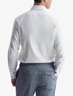 Reiss Belief Slim-fit Cotton Flannel Shirt -Selfidges Launches R04068113 WHITE ALT03