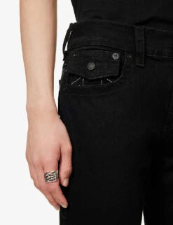 True Religion Rocco Flap Straight-fit Stretch Cotton-blend Denim Jeans -Selfidges Launches R04070604 BODYRINSEBLACK ALT05