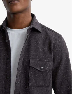 Reiss Grisham Flecked Pattern Stretch Cotton-blend Shirt -Selfidges Launches R04070734 BLACK ALT04