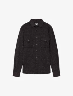 Reiss Grisham Flecked Pattern Stretch Cotton-blend Shirt