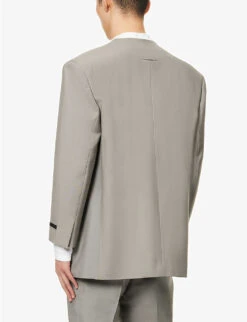 Fear Of God Eternal Lapelless Relaxed-fit Wool Blazer -Selfidges Launches R04075954 DUSTYCONCRETE ALT03