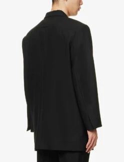 Fear Of God Brand-patch Notched-lapel Oversized-fit Wool Blazer -Selfidges Launches R04075984 BLACK ALT03
