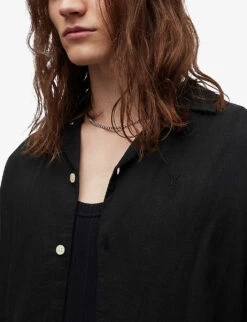 AllSaints Canal Relaxed-fit Recycled-viscose Shirt -Selfidges Launches R04080276 JETBLACK ALT04