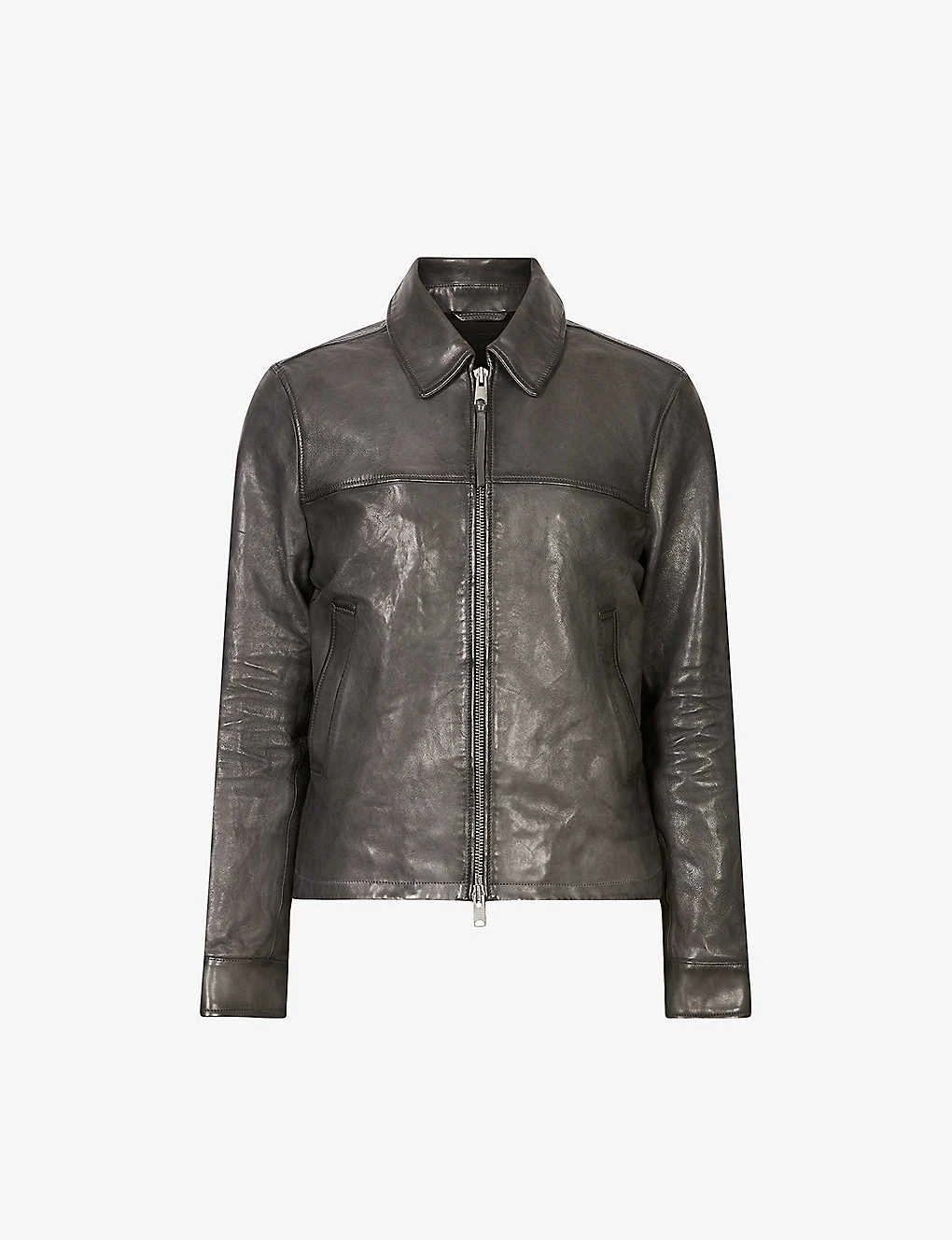 AllSaints Adam Wide-collar Regular-fit Leather Jacket 3 AllSaints Adam Wide-collar Regular-fit Leather Jacket