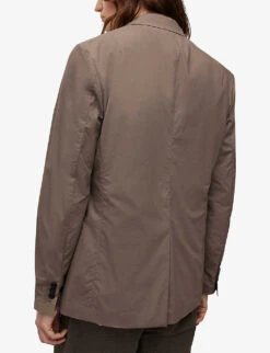 AllSaints Canta Single-breasted Regular-fit Cotton Blazer -Selfidges Launches R04081432 EARTHYBROWN ALT03