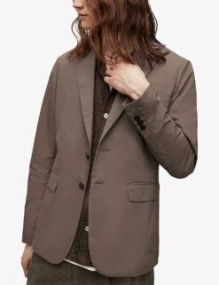 AllSaints Canta Single-breasted Regular-fit Cotton Blazer -Selfidges Launches R04081432 EARTHYBROWN ALT04