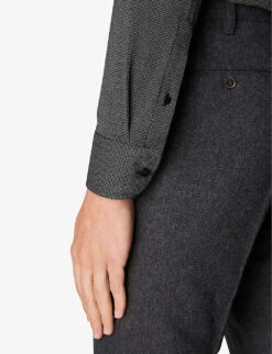 ETON Business Micro-pattern Slim-fit Stretch-jersey Shirt -Selfidges Launches R04082116 BROWN ALT04