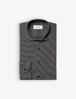 ETON Business Micro-pattern Slim-fit Stretch-jersey Shirt -Selfidges Launches R04082116 BROWN ALT05