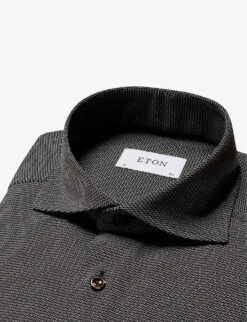 ETON Business Micro-pattern Slim-fit Stretch-jersey Shirt -Selfidges Launches R04082116 BROWN ALT06