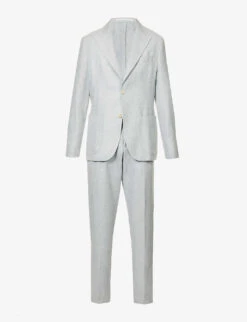ELEVENTY Single-breasted Peak-lapel Regular-fit Linen Wool And Silk-blend Suit