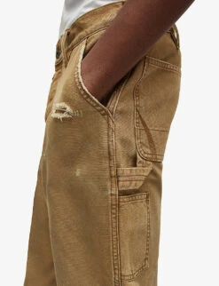 AllSaints Carpenter Ripped Straight-leg Mid-rise Cotton Trousers -Selfidges Launches R04086667 EARTHYBROWN ALT04