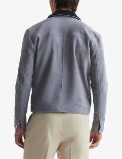 Reiss Riley Slim-fit Collared Suede Jacket -Selfidges Launches R04086946 SLATEBLUE ALT03