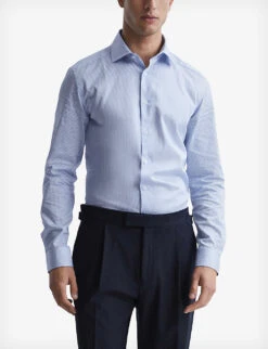 Reiss Remote Bengal Striped Cotton Shirt -Selfidges Launches R04087026 BLUESTRIPE ALT02