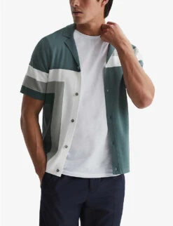 Reiss Suffolk Colour-block Print Woven Shirt -Selfidges Launches R04087070 SAGE ALT02