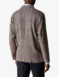 ETON Hopsack Check-print Regular-fit Linen Shirt -Selfidges Launches R04088404 BROWN ALT02