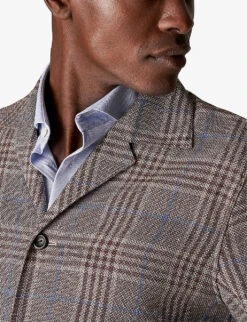 ETON Hopsack Check-print Regular-fit Linen Shirt -Selfidges Launches R04088404 BROWN ALT03