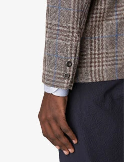 ETON Hopsack Check-print Regular-fit Linen Shirt -Selfidges Launches R04088404 BROWN ALT04