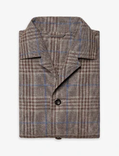 ETON Hopsack Check-print Regular-fit Linen Shirt -Selfidges Launches R04088404 BROWN ALT06