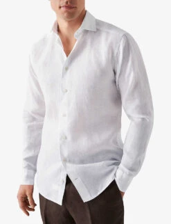 ETON Casual Spread-collar Linen Shirt -Selfidges Launches R04088482 WHITE ALT02