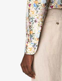 ETON Floral-print Contemporary-fit Cotton Shirt -Selfidges Launches R04088498 MIDGREY ALT04