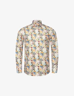 ETON Floral-print Contemporary-fit Cotton Shirt