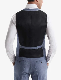 Reiss Wish Slim-fit Stretch Wool-blend Waistcoat -Selfidges Launches R04091599 SOFTBLUE ALT03