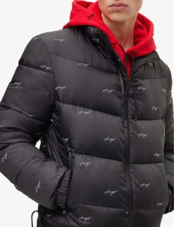 Hugo Logo-print Padded Recycled-polyester Hooded Jacket -Selfidges Launches R04093573 BLACK ALT04