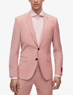 Hugo Single-breasted Slim-fit Wool-blend Suit -Selfidges Launches R04093574 MEDIUMPINK ALT02