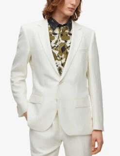 Hugo Single-breasted Slim-fit Linen-blend Suit -Selfidges Launches R04093671 WHITE ALT02