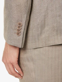 Giorgio Armani Double-breasted Regular-fit Woven Suit -Selfidges Launches R04096683 PEWTER ALT05