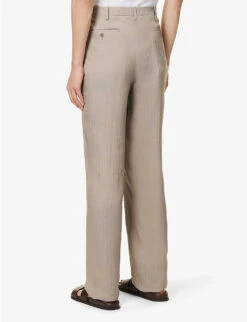 Giorgio Armani Double-breasted Regular-fit Woven Suit -Selfidges Launches R04096683 PEWTER ALT06