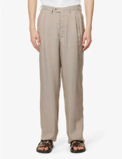 Giorgio Armani Double-breasted Regular-fit Woven Suit -Selfidges Launches R04096683 PEWTER ALT07