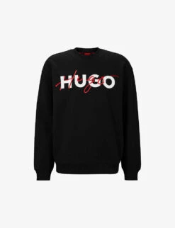Hugo Double-logo Relaxed-fit Cotton-blend Sweatshirt