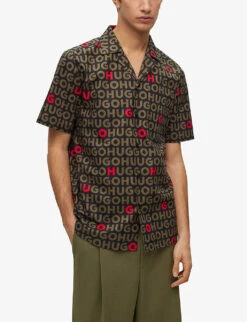 Hugo Logo-print Relaxed-fit Cotton Shirt 9 Hugo Logo-print Relaxed-fit Cotton Shirt -Selfidges Launches R04101131 OPENGREEN ALT02