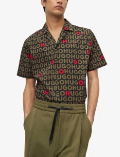 Hugo Logo-print Relaxed-fit Cotton Shirt 11 Hugo Logo-print Relaxed-fit Cotton Shirt -Selfidges Launches R04101131 OPENGREEN ALT04