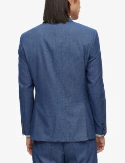 Boss Business Slim-fit Single-breasted Wool-blend Three-piece Suit -Selfidges Launches R04101232 BRIGHTBLUE ALT03