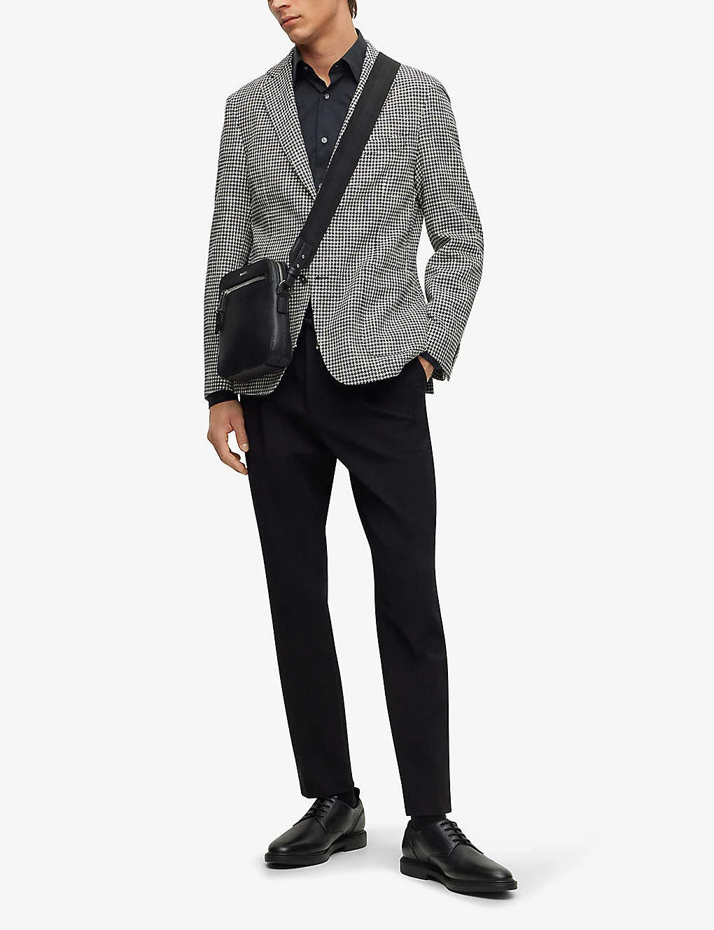 Boss Houndstooth-patterned Single-breasted Slim-fit Cotton-blend Blazer 4 Boss Houndstooth-patterned Single-breasted Slim-fit Cotton-blend Blazer - Image 2