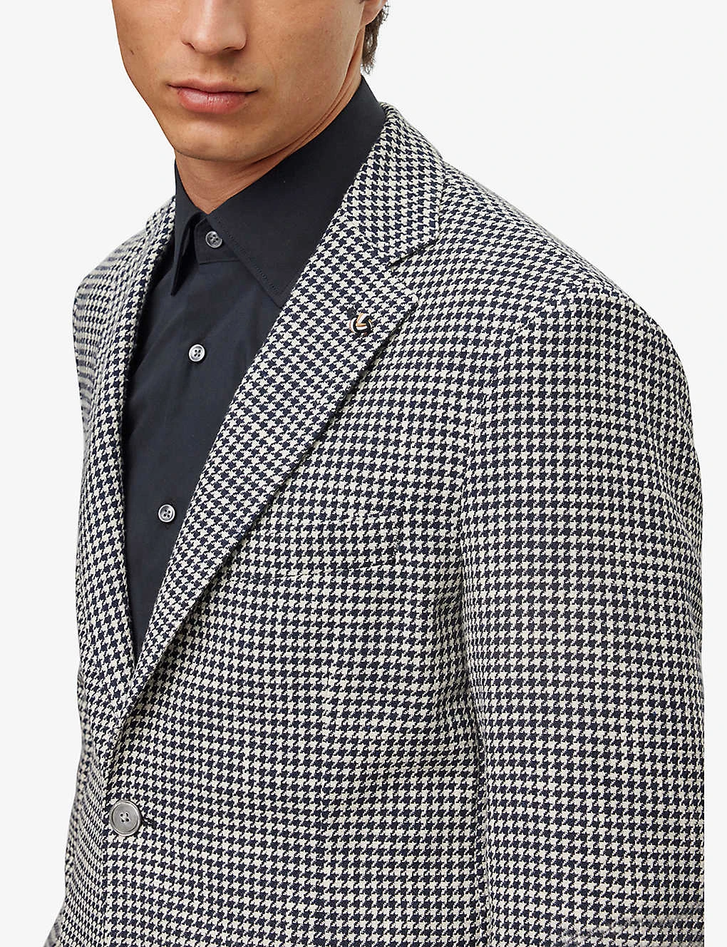 Boss Houndstooth-patterned Single-breasted Slim-fit Cotton-blend Blazer 7 Boss Houndstooth-patterned Single-breasted Slim-fit Cotton-blend Blazer - Image 5