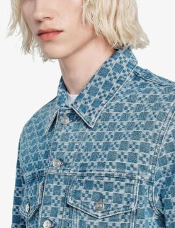 Sandro Cross Chequered Denim Jacket -Selfidges Launches R04102266 DENIMJEAN ALT04