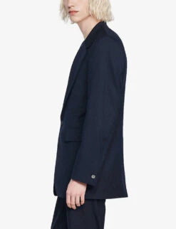 Sandro Single-breasted Loose-fit Virgin-wool Suit Jacket -Selfidges Launches R04102274 BLEUS ALT02
